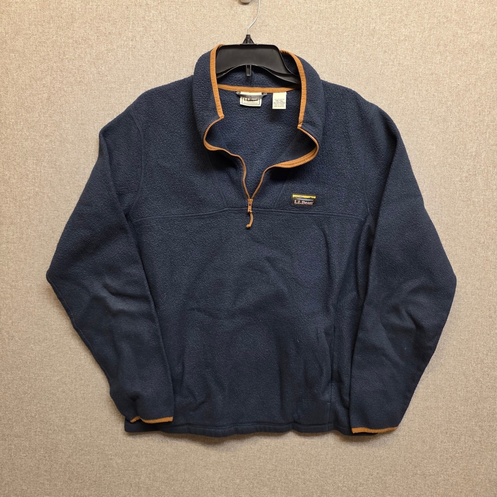 L.L.Bean Mens MT Navy Fleece Quarter Zip Pullover 512297 Gorpcore Heritage